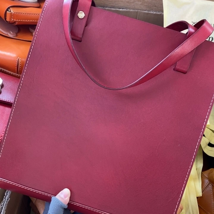 头层牛皮大号托特电脑包