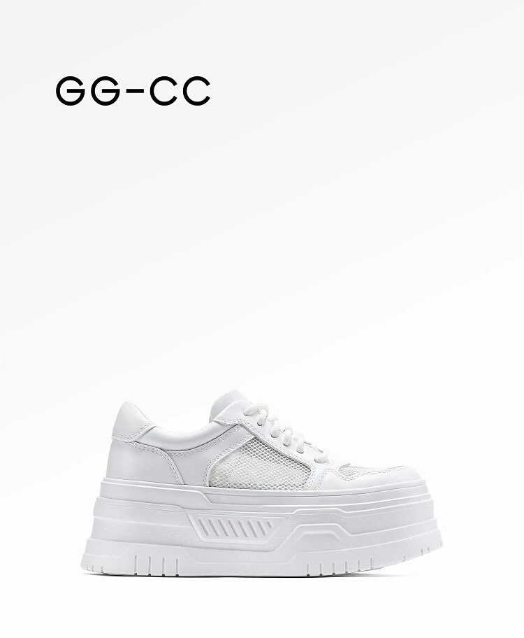 【云朵苏打】GGCC2025年夏季新款潮流厚底网面小白鞋女miu系板鞋