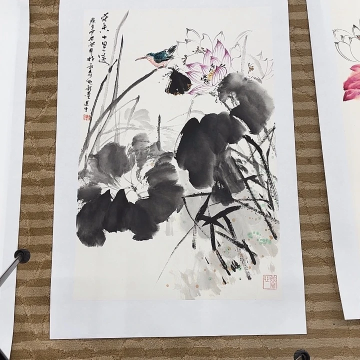 国画糖*果花鸟的翅膀是白色和白色