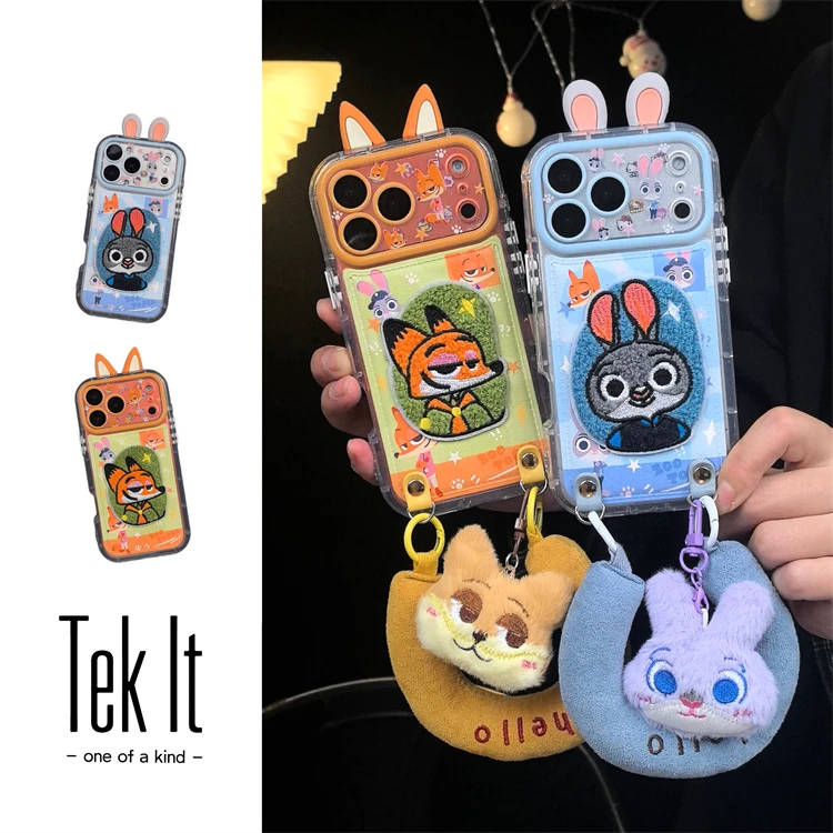 可爱立体耳朵刺绣朱迪警官适用iPhone17pro手机壳16promax手提15