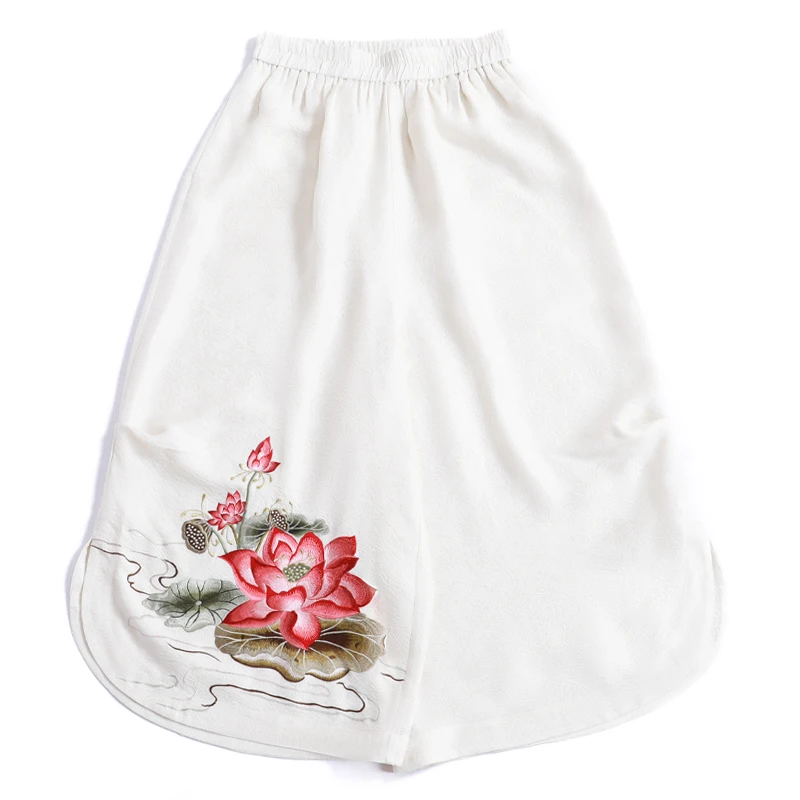 「浮香意」乐锦坊复古中国风原创手工设计百搭中式长款汉服绣花裤子