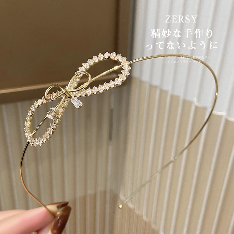 韩国蝴蝶结水钻发箍高级感气质发卡时尚百搭发捆简约优雅头箍头饰