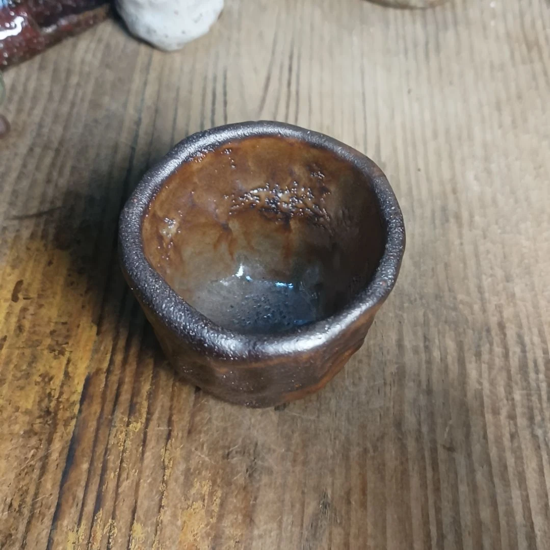 志野柴烧手捏主人杯