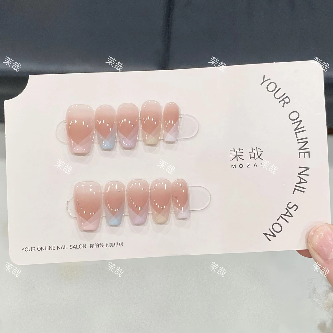 茉哉瑞瑞【七色云雾】纯手工定制美甲拆卸穿戴甲A3616