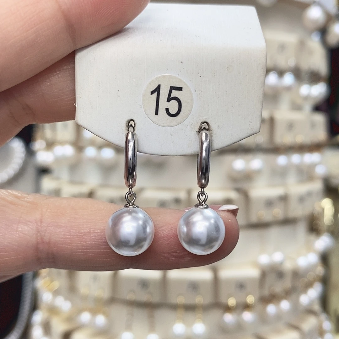淡水珍珠耳饰银S925镶嵌