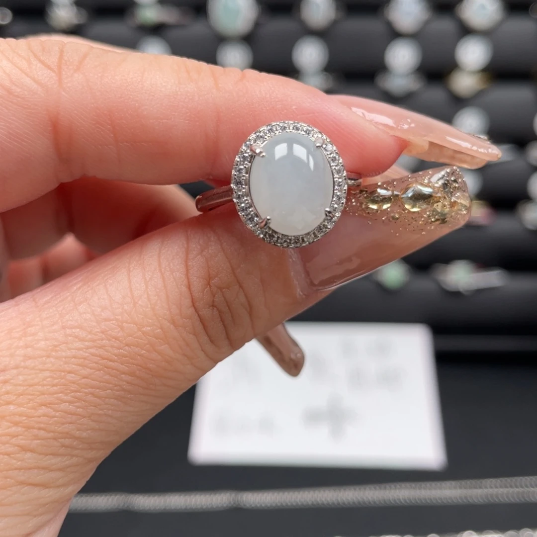 翡翠戒指银S925镶嵌戒指