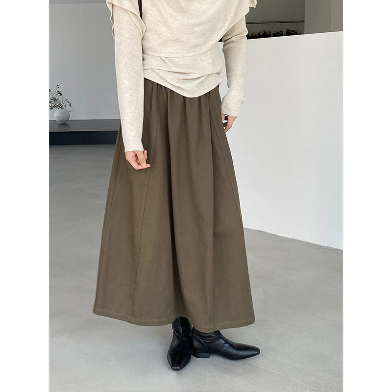 灰色花苞半身裙A字秋冬女2025秋新款高腰设计感休闲显瘦气球裙