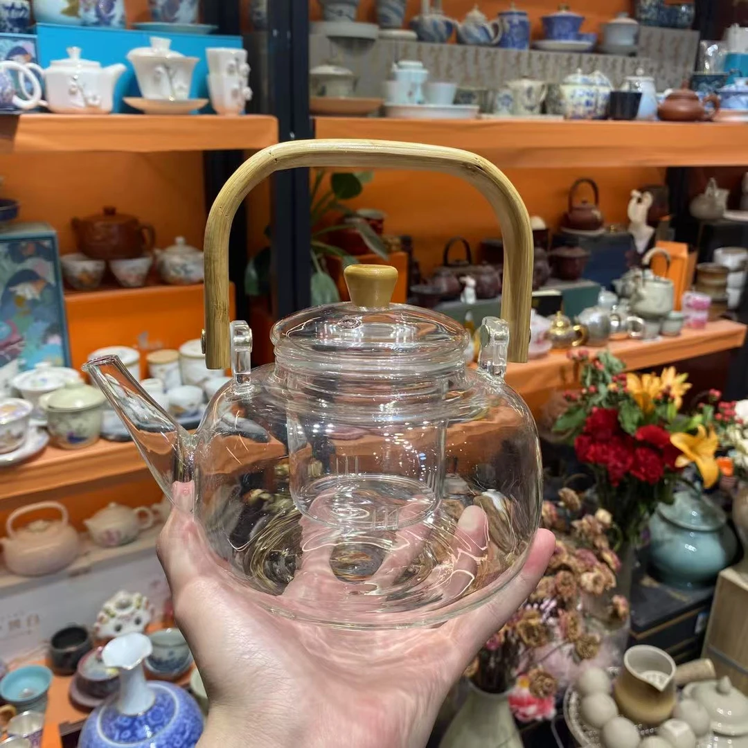 玲珑 方把竹提梁壶-3103