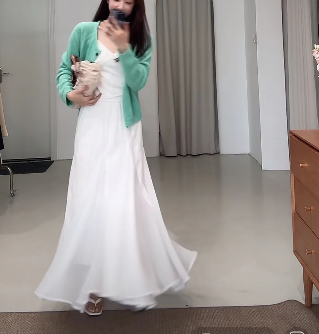 韩系温柔仙气钩花半身裙6633 松紧腰 裙长94