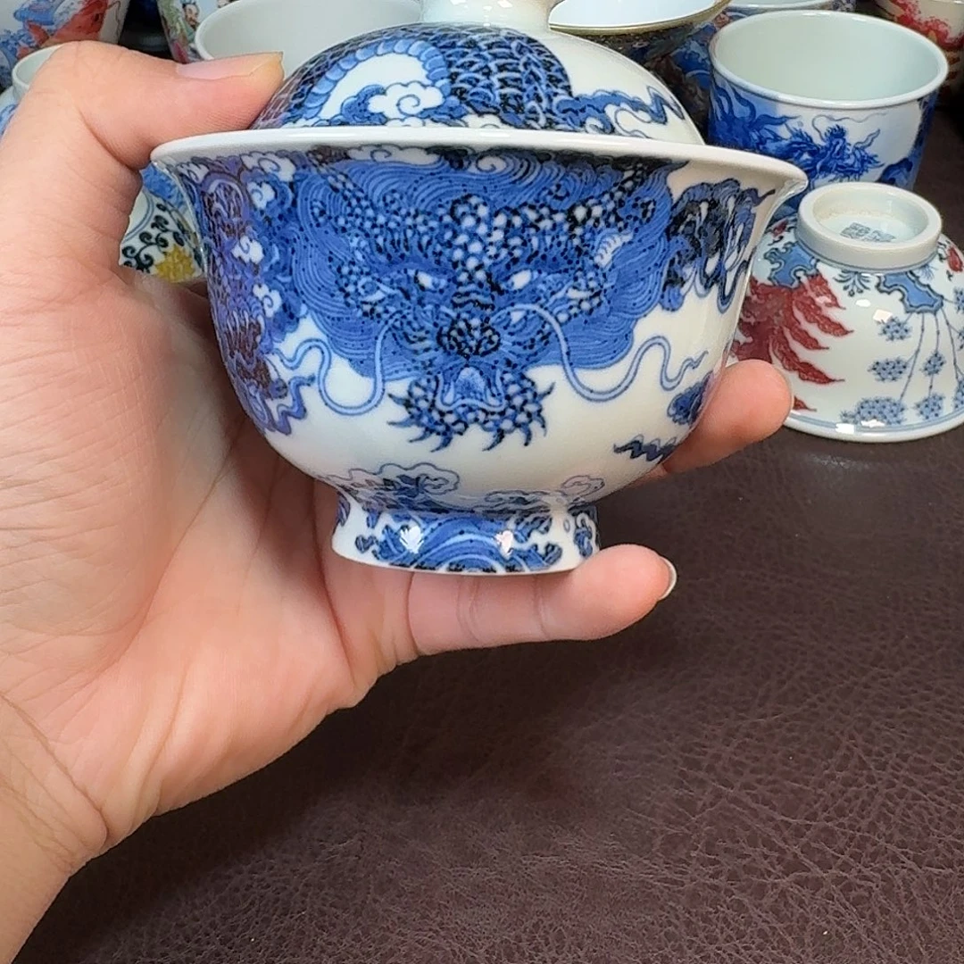 清***雅现代景德镇陶瓷盖碗