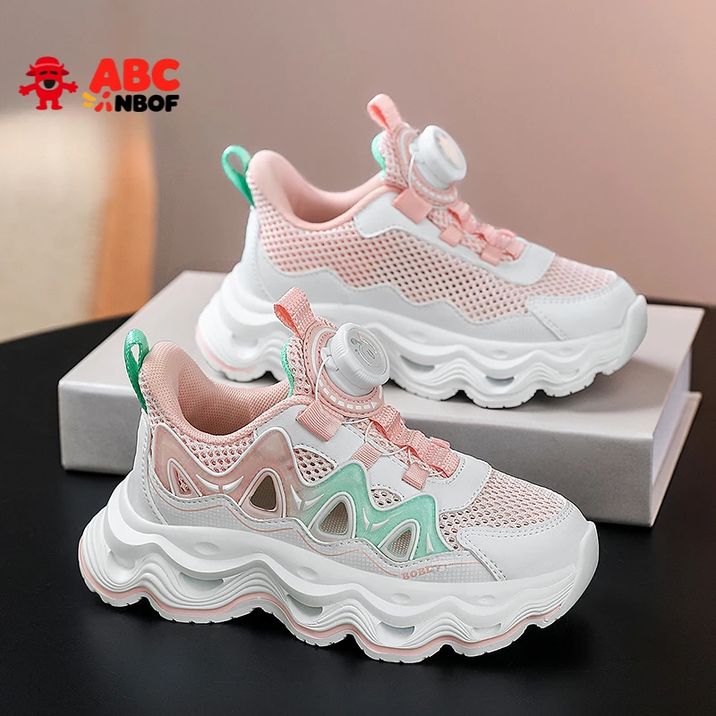 ABC NBOF女童镂空透气凉鞋6-15夏女孩子单网轻便框子鞋女童跑步鞋