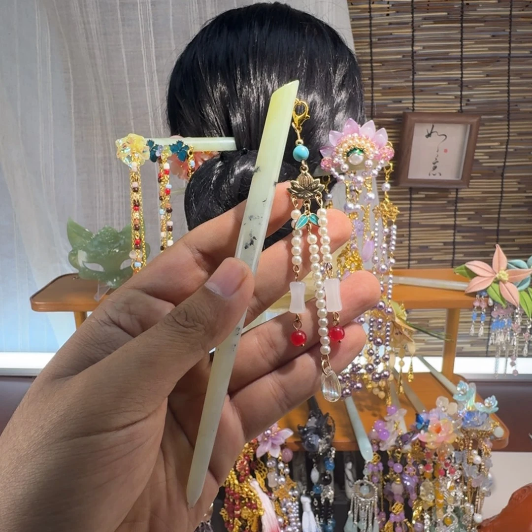 蛇纹石玉合金发饰