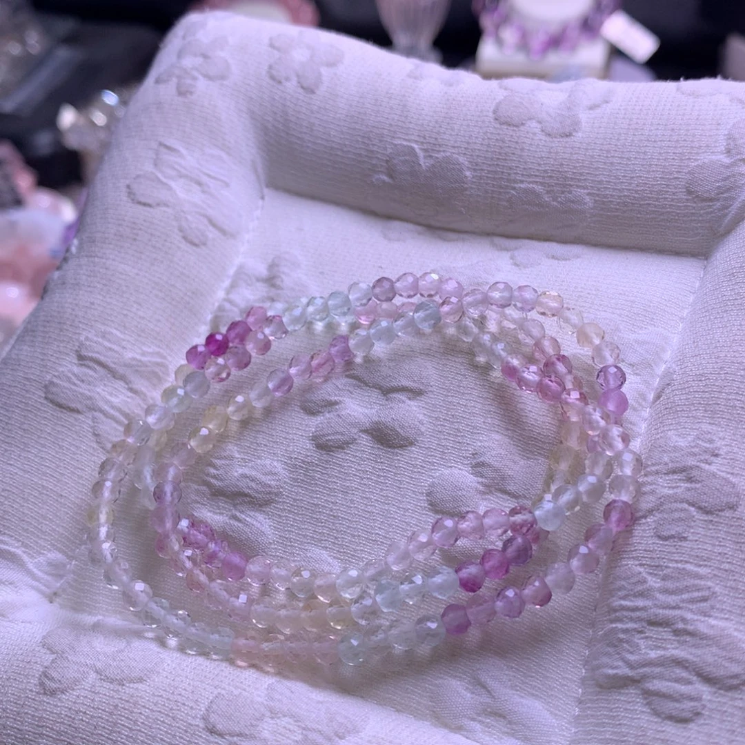 未镶嵌水晶手链彩萤石三圈