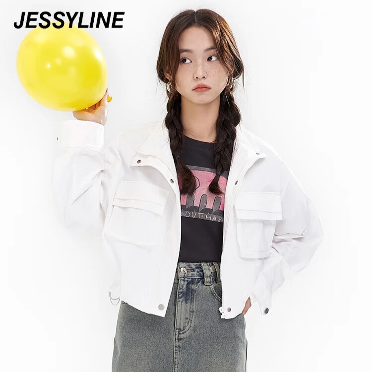 JESSYLINE2024春季专柜款 杰茜莱短款休闲白色外套女 412107119