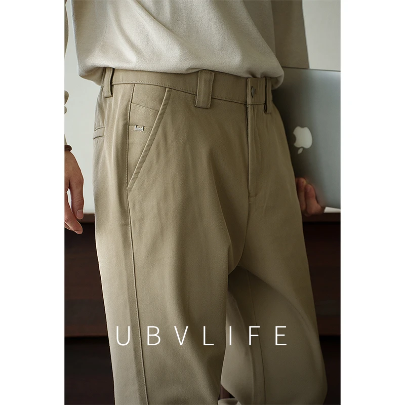 棉质混纺半松紧腰微弹西裤男士2025秋季新款通勤百搭商务休闲裤