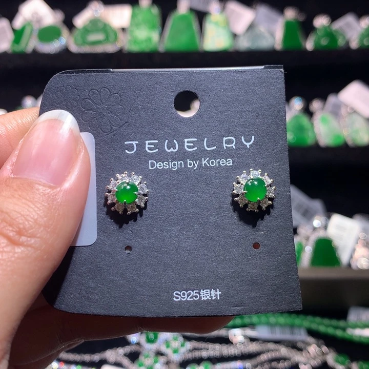 【闪购商品】银S925镶嵌翡翠耳饰