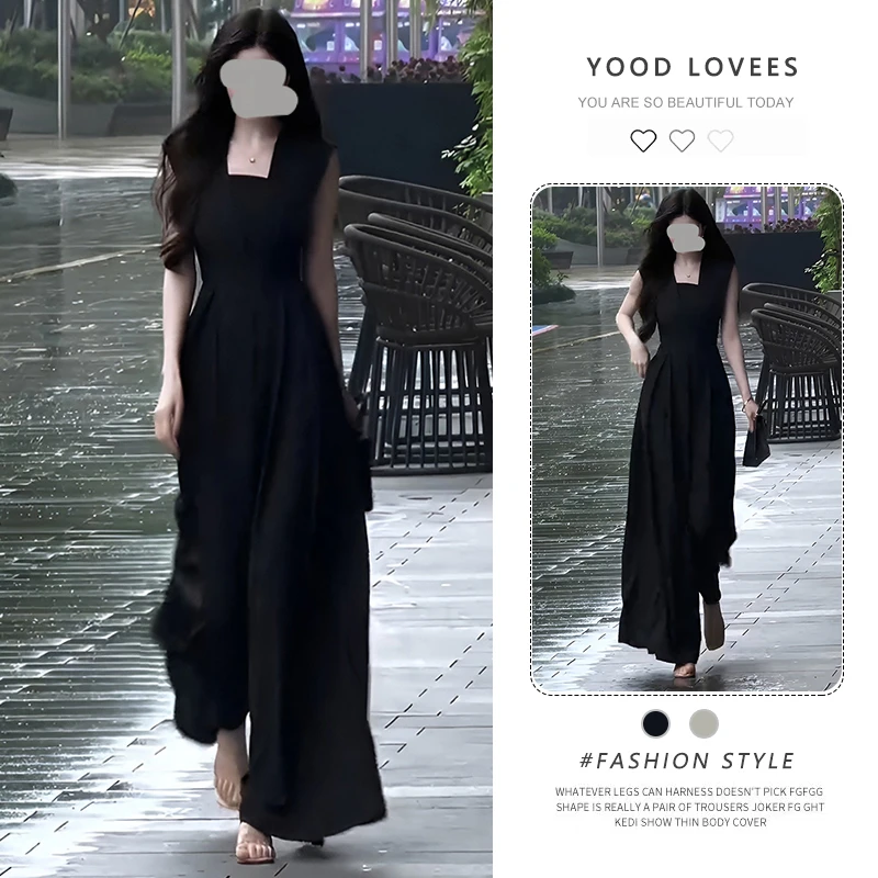 韩系高级感气质阔腿连体裤女夏季修身气质轻奢高端大方得体连体衣
