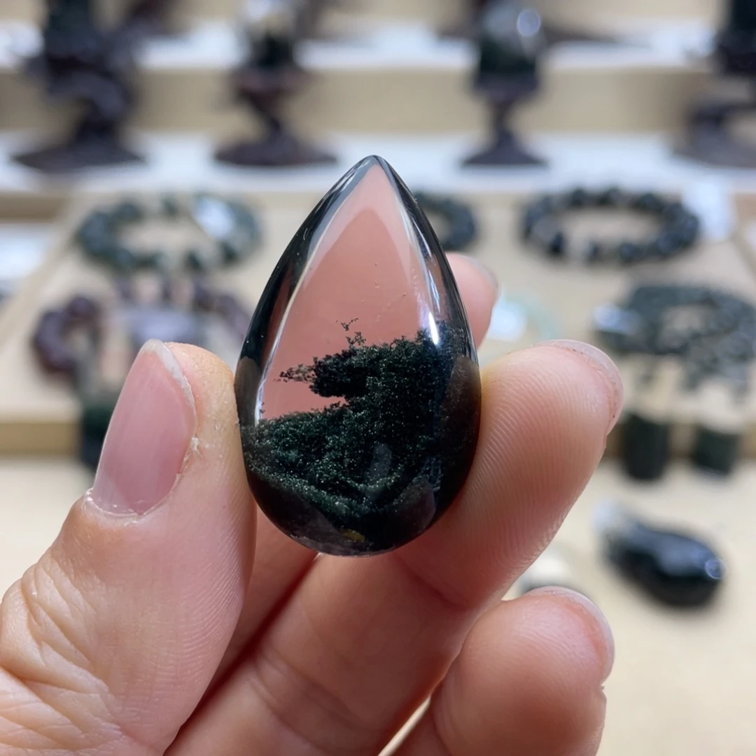 水晶颈饰未镶嵌绿幽灵聚宝盆水滴