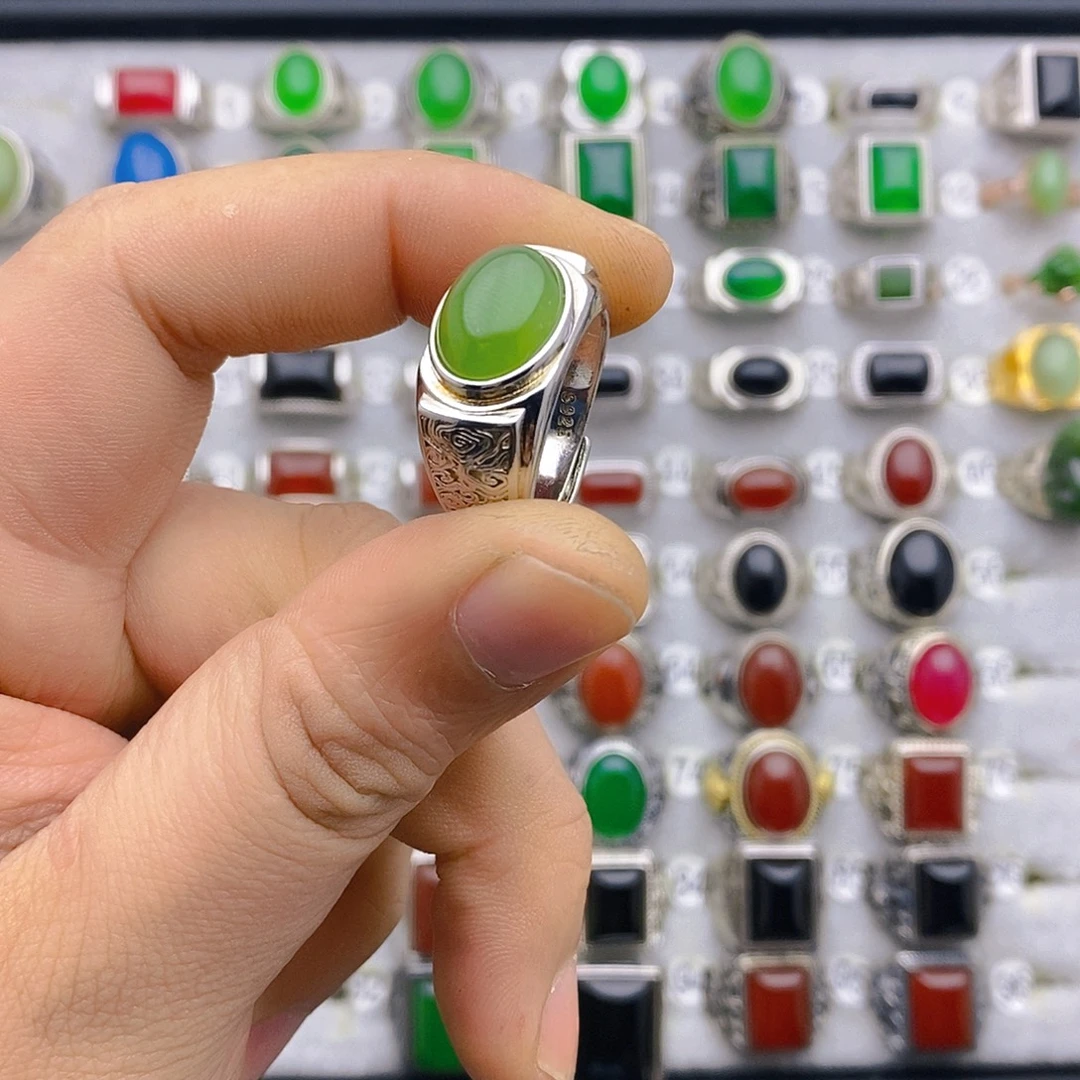 习***愈和田玉银S925镶嵌戒指