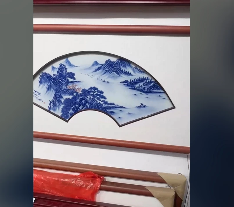 景德镇国营好瓷推荐官吴小琴青花山水画片瓷板画018