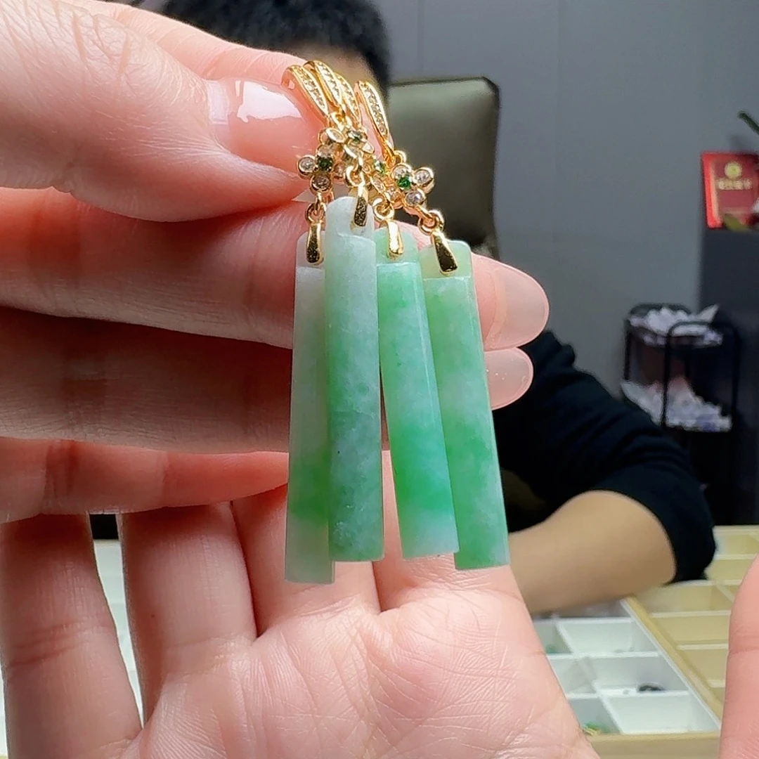 翡翠耳饰银S925镶嵌多样性发货其一