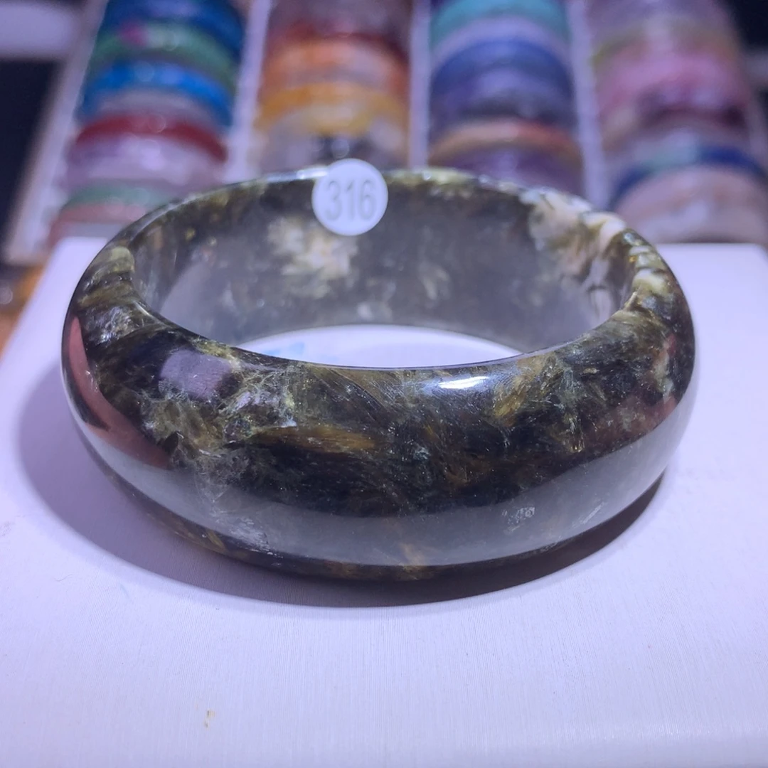 手镯水晶银S925镶嵌绿祖母58.5圈316