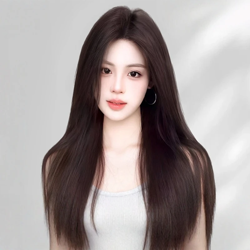 【至臻毛鳞发】假发全头套超自然透气遮白发新款无痕真人发丝长直发