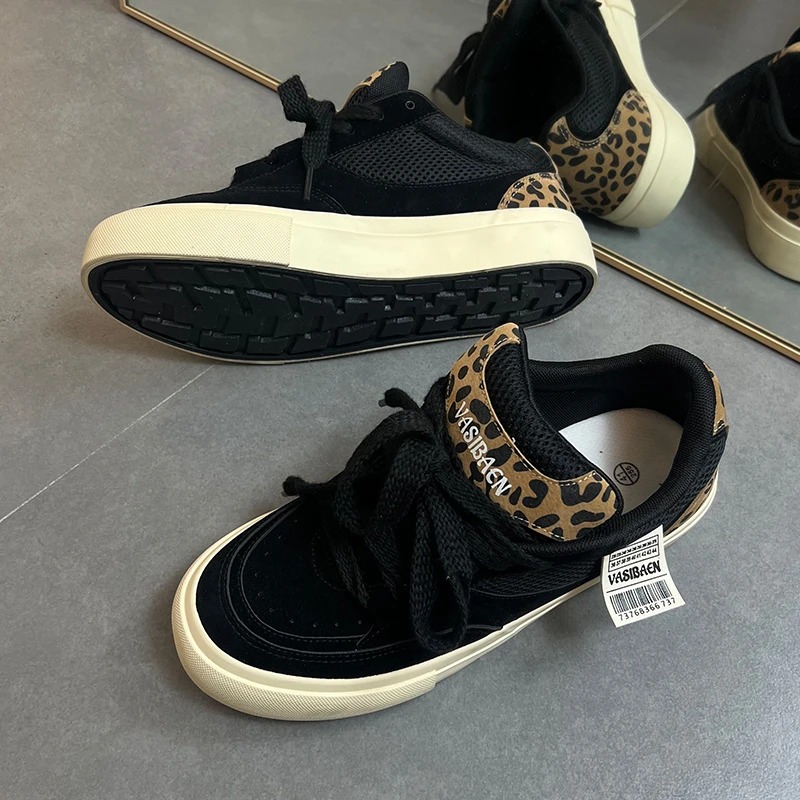 原创设计黑色痞帅豹纹男鞋秋季男士开车鞋子百搭男生休闲板鞋男款