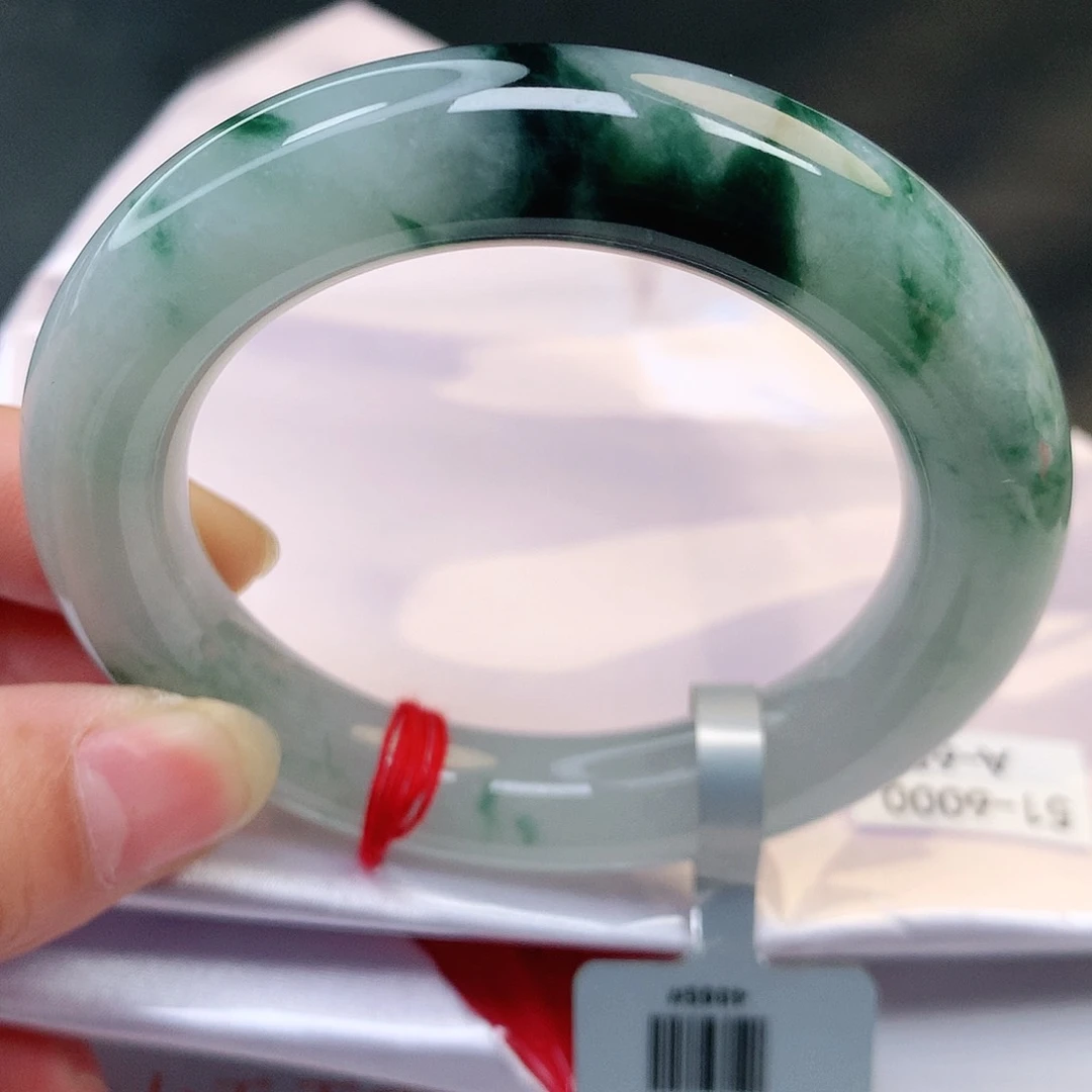 未镶嵌手镯翡翠A货翡翠老坑飘花胖圆514号