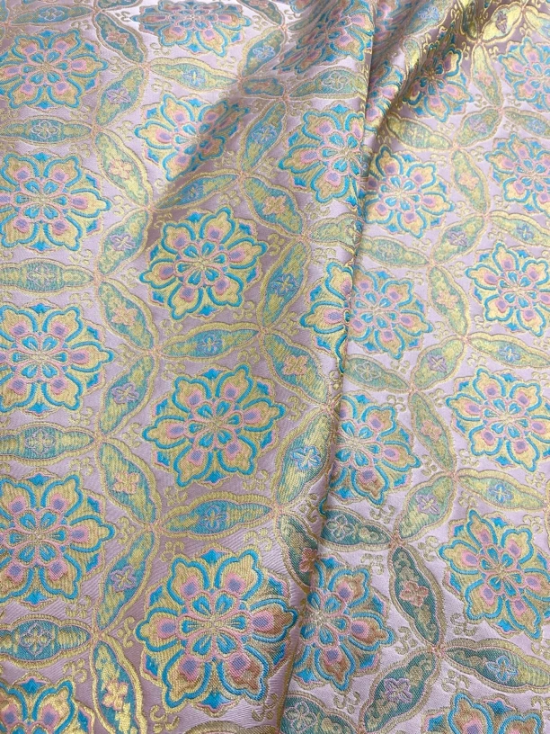 织金敦煌宝相花 大提花织金国风面料