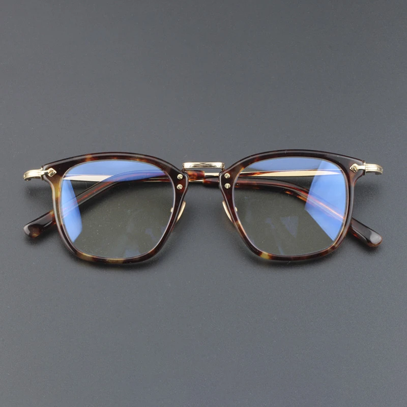 GMS806眼镜近视眼睛框男超轻纯钛眼镜架方框黑框赛璐珞配镜大脸潮