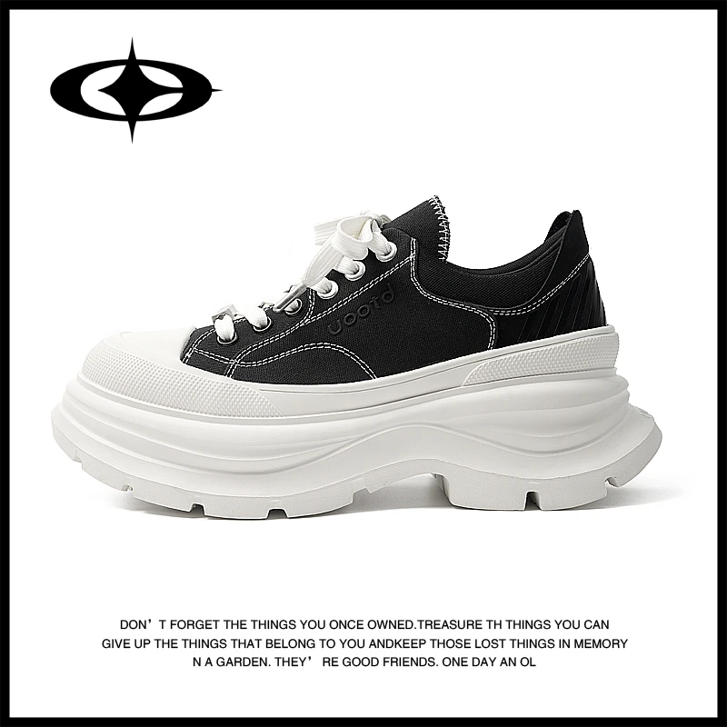Uootd双11好物 帆布鞋男厚底增高休闲板鞋百搭高街男鞋时尚情侣鞋