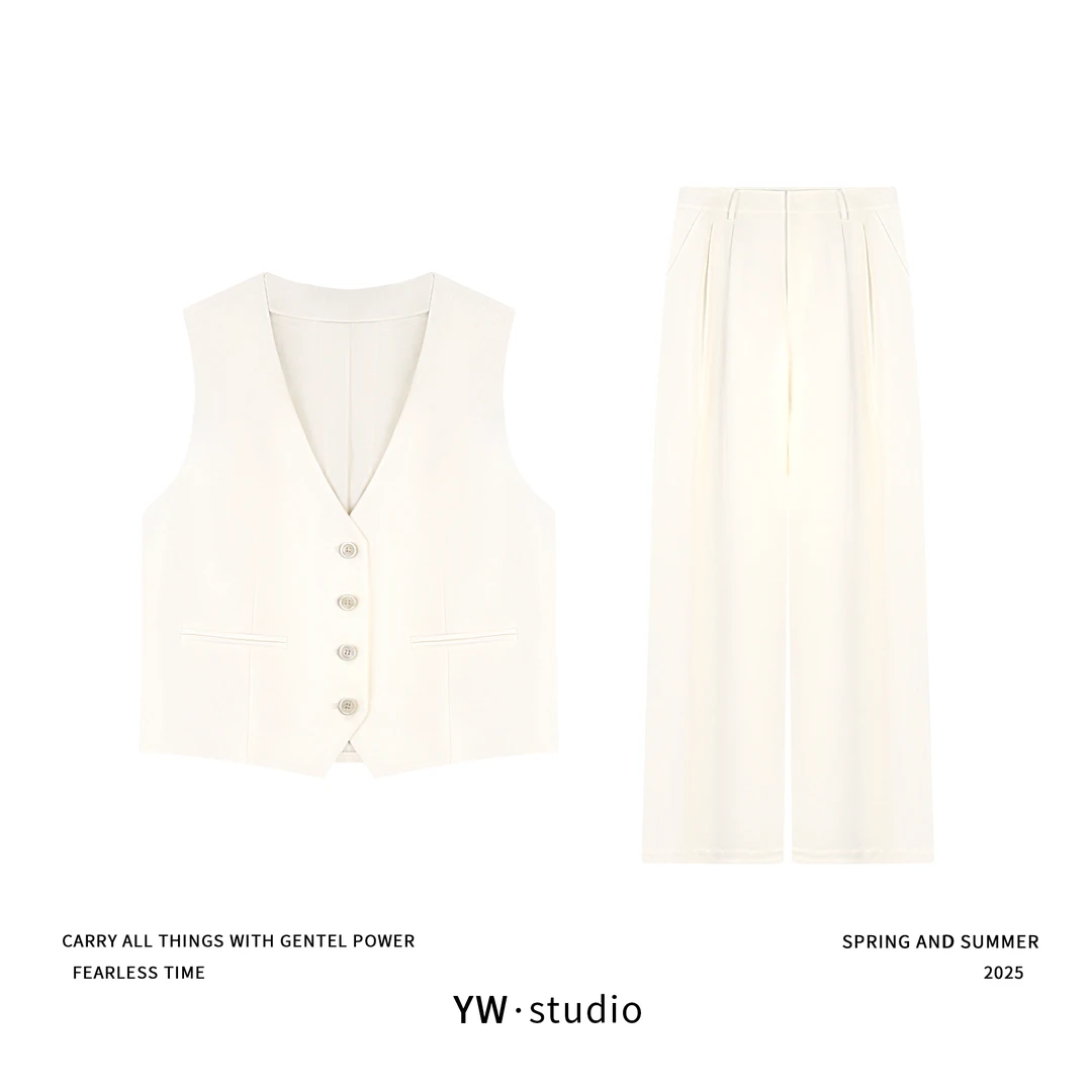 YUWEI/定制 高智感时尚时髦老钱风马甲CYP25212+裤子CYP25211套装