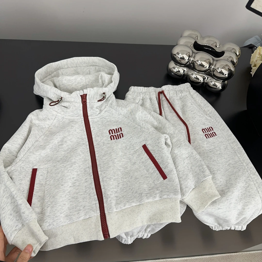 【两个小盆友】2025春季儿童韩版纯色宽松连帽卫衣卫裤休闲套装1970