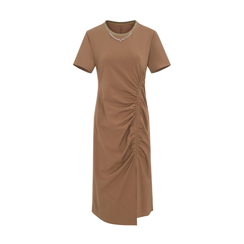 【媛媛女王专属】商场同款新品侧抽褶开叉显高显瘦连衣裙N194A32917