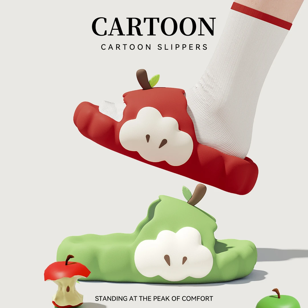 ins可爱立体苹果拖鞋女款夏季2025新款洗澡防滑厚底宿舍凉拖外穿