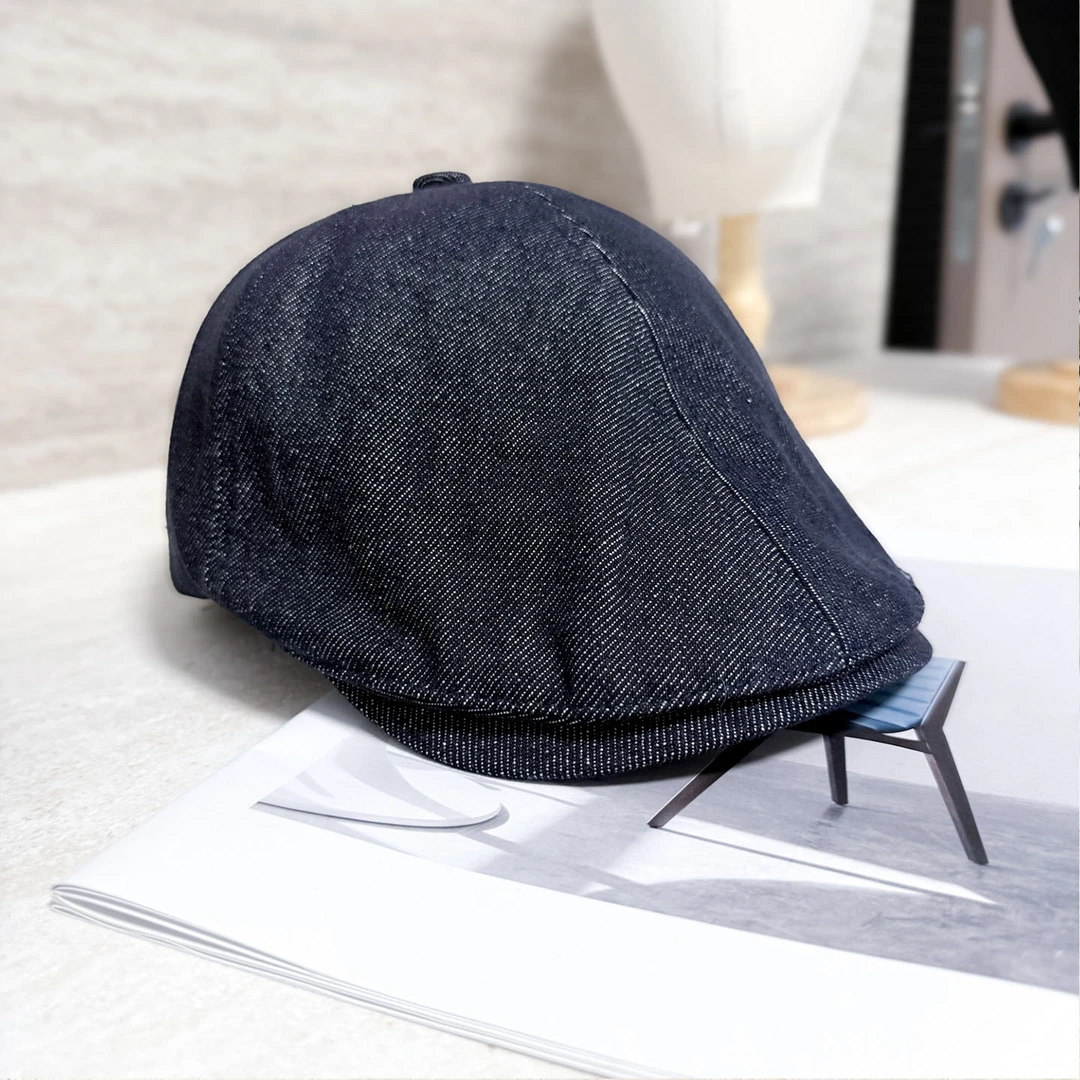 日系复古纯色文艺水洗牛仔简约前进帽子女秋冬显脸小鸭舌画家帽潮