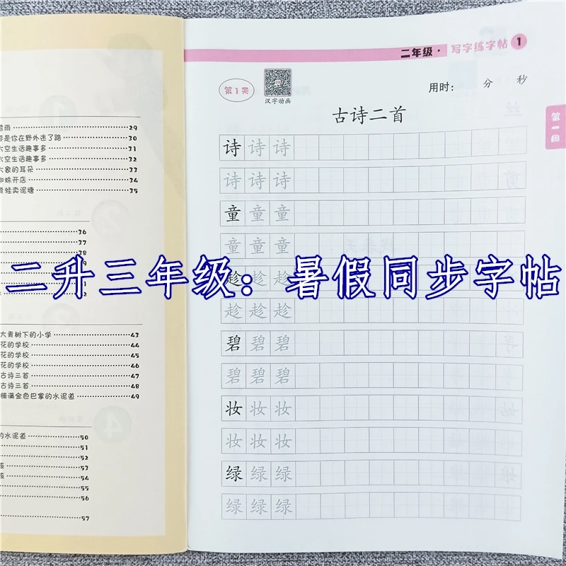暑假写字练字帖二年级下册暑假专项训练二升三年级暑假同步练字帖