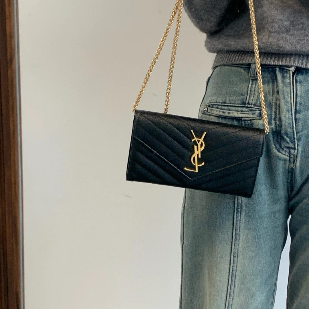 95新 YSL/圣罗兰  ysl 黑金信封钱包