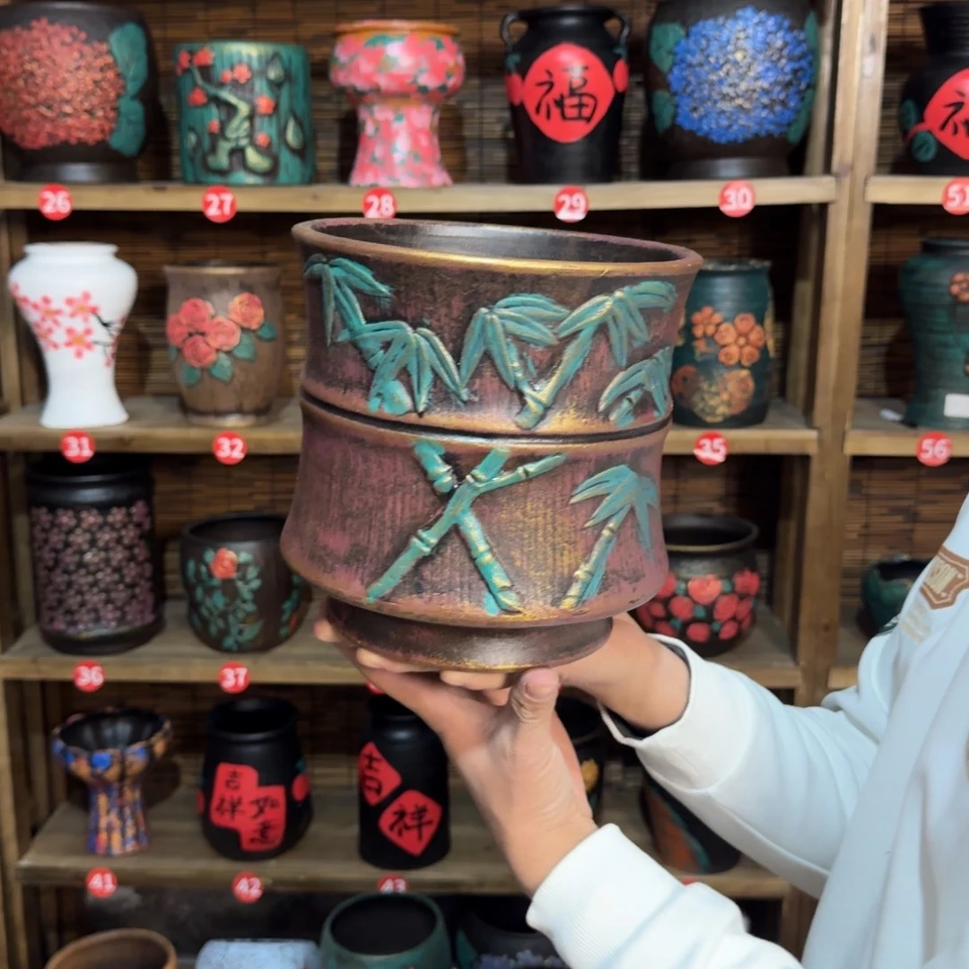 带孔高端浮雕花盆炸炸炸