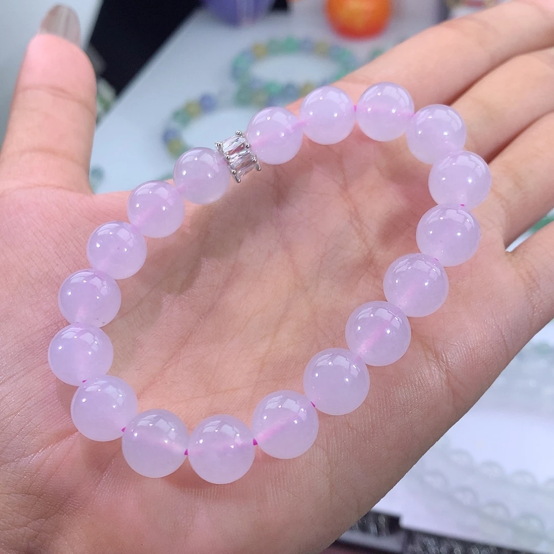 翡翠未镶嵌手链3号 冰种浅粉手串