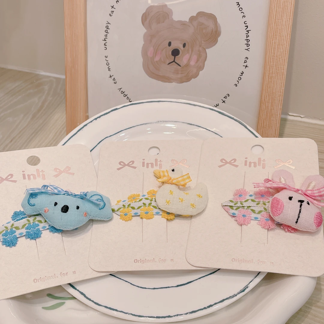 JL-4229【满9.9飞】韩版可爱充棉小动物掰掰夹碎发夹