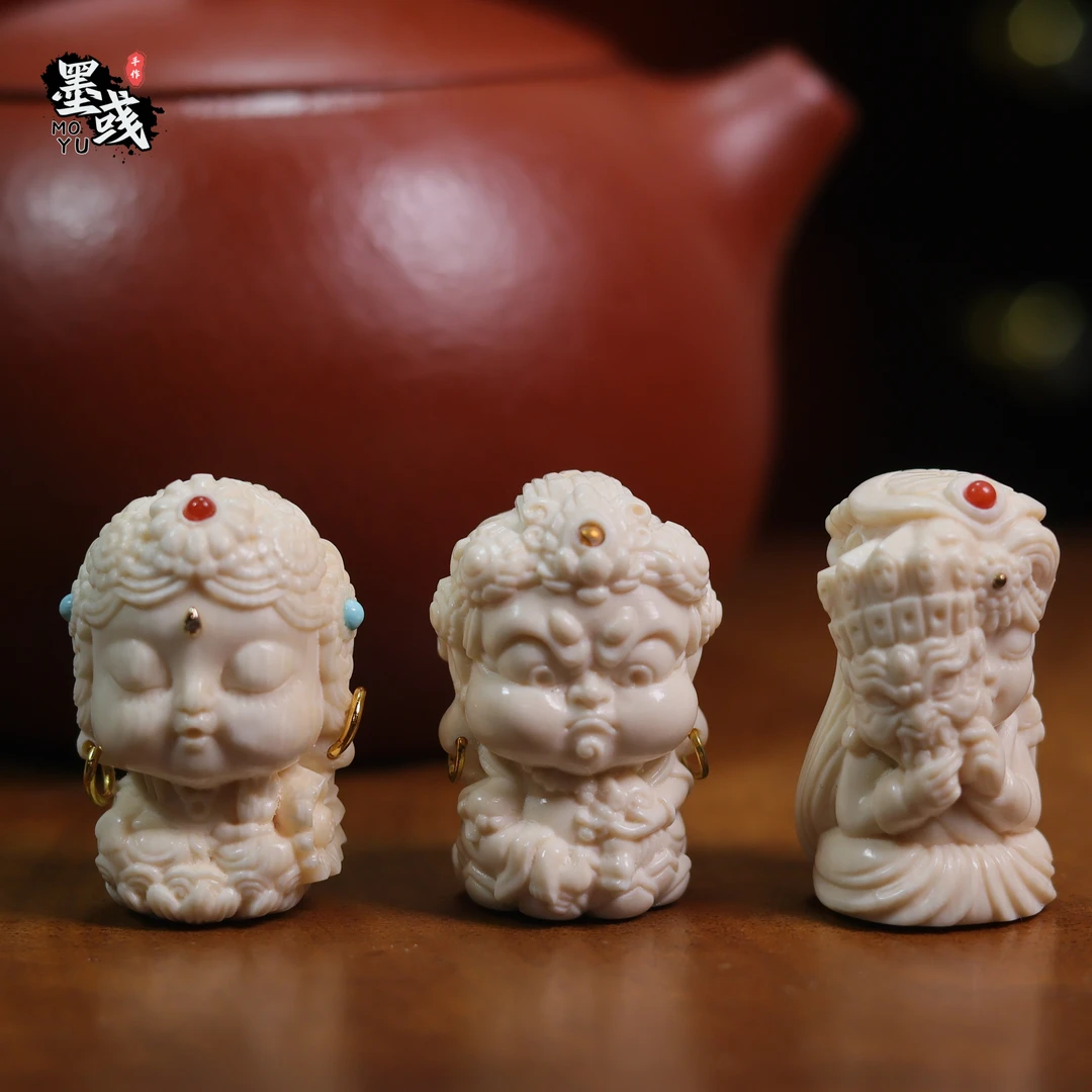 D647猛犸雕刻度母吊坠配饰扎基拉姆黄财财