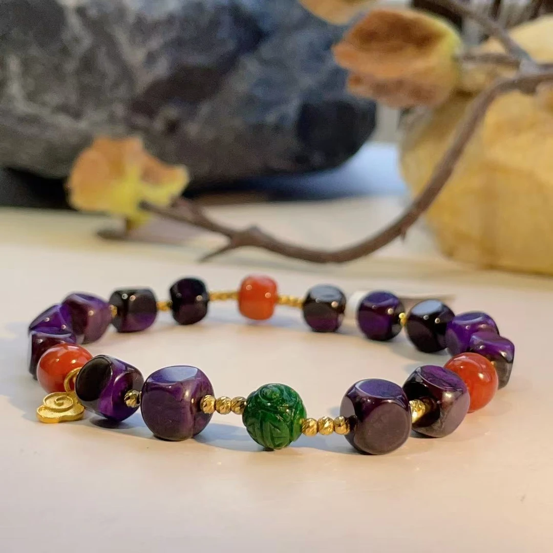 舒俱来皇家紫魔方南红手串/18k/5mm/AZB4195（轻舟）