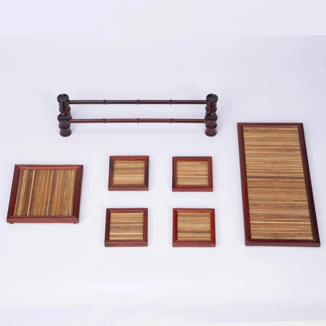 茶架茶垫七件套|小叶紫檀（檀香紫檀）国标红木|七件|0747B