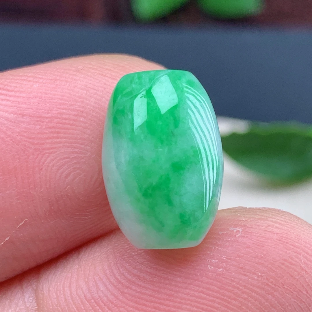 优惠纯缅甸天然A货翡翠绿色转运珠路路通吊坠手串隔珠卡宽11.4