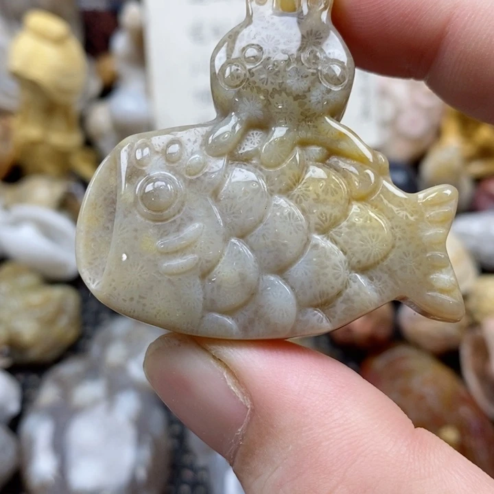 颈饰未镶嵌硅化珊瑚（珊瑚玉）