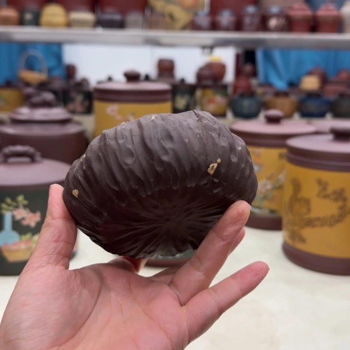 紫砂茶叶罐荷叶烟缸紫泥