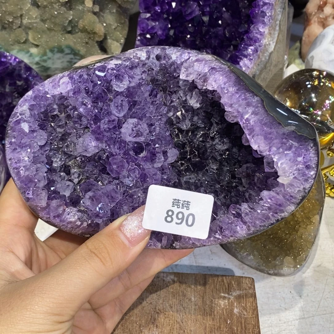 闪***子未镶嵌大型摆件（非配饰）紫晶全抛窝窝