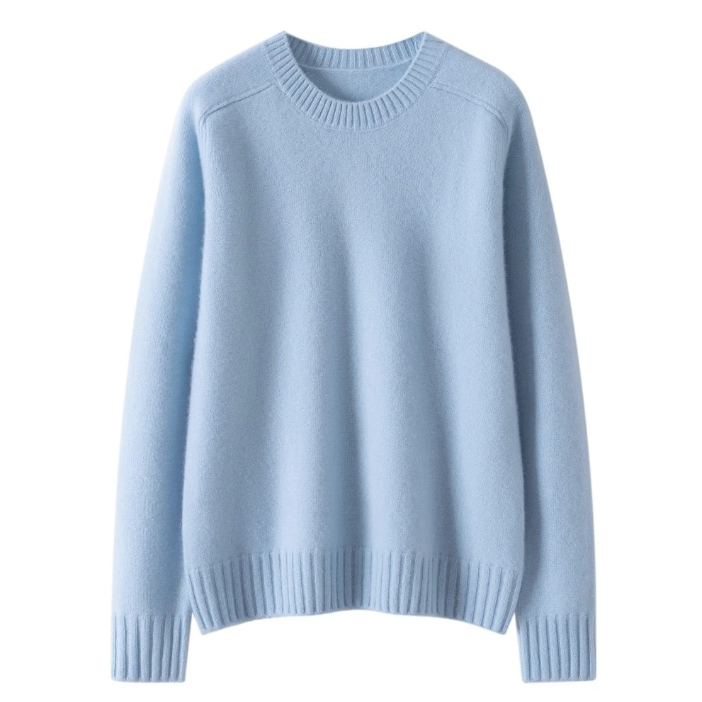 【滨彩系811】女士100%山羊绒七针高密加厚平面圆领针织衫外穿打底